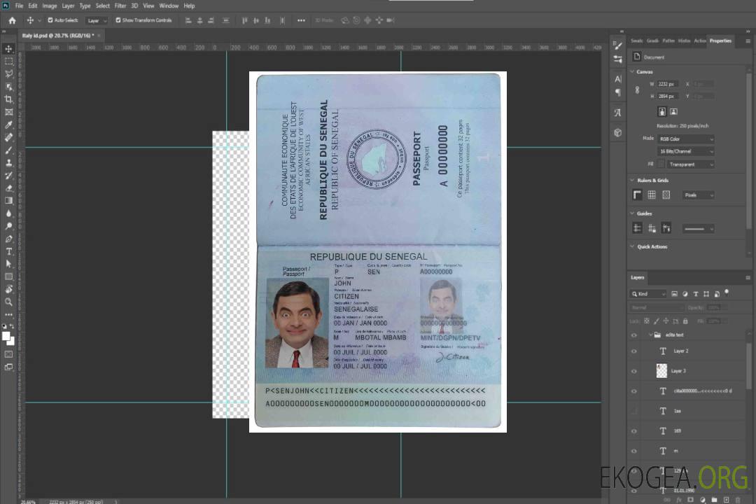 Passeport sénégalais template Passeport sénégalais template